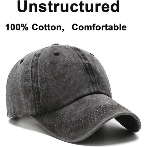Black Cotton Dad Hat Adjustable Baseball Cap Low Profile Unisex Golf Outdoor - Picture 3 of 7